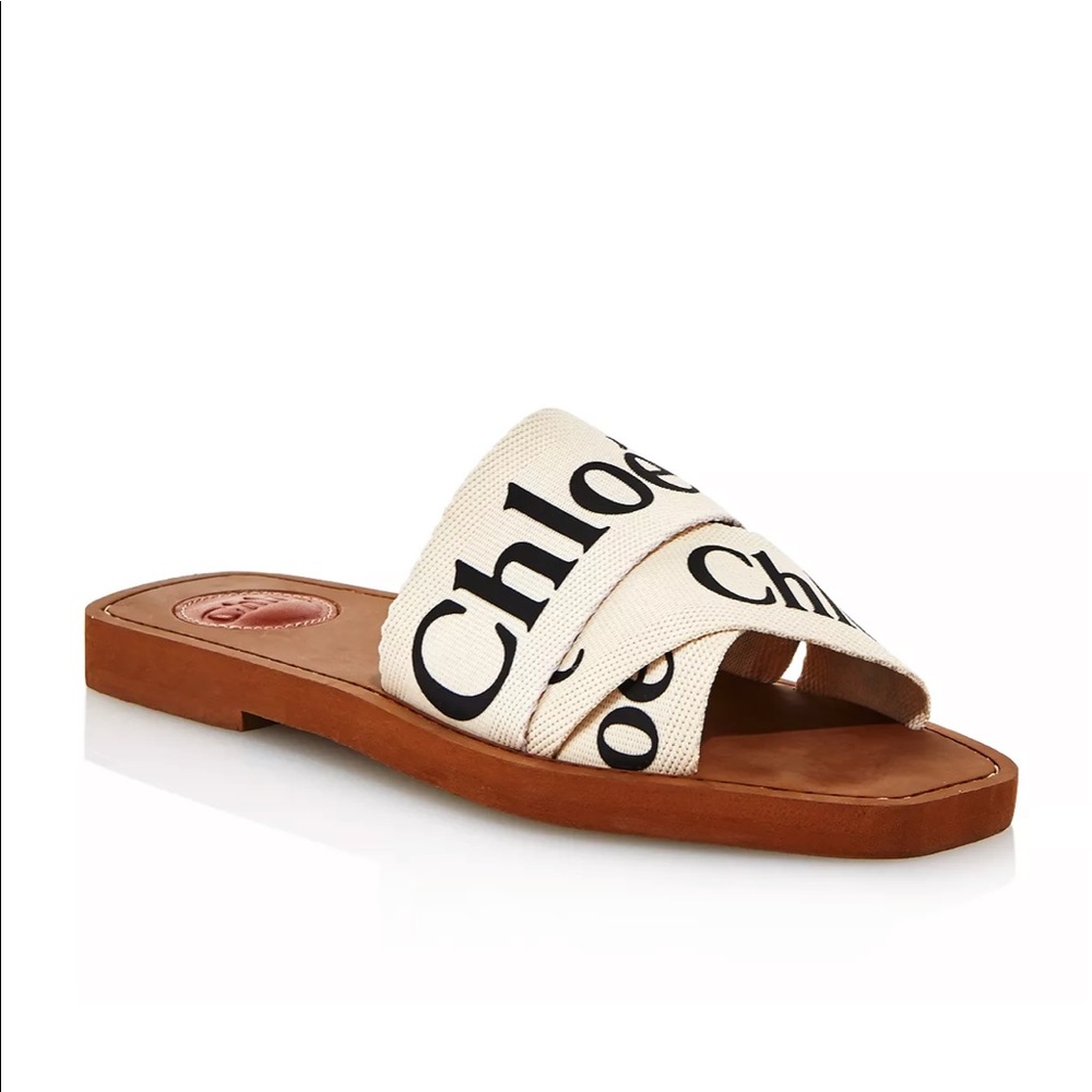 Chloe woody logo flat sandals